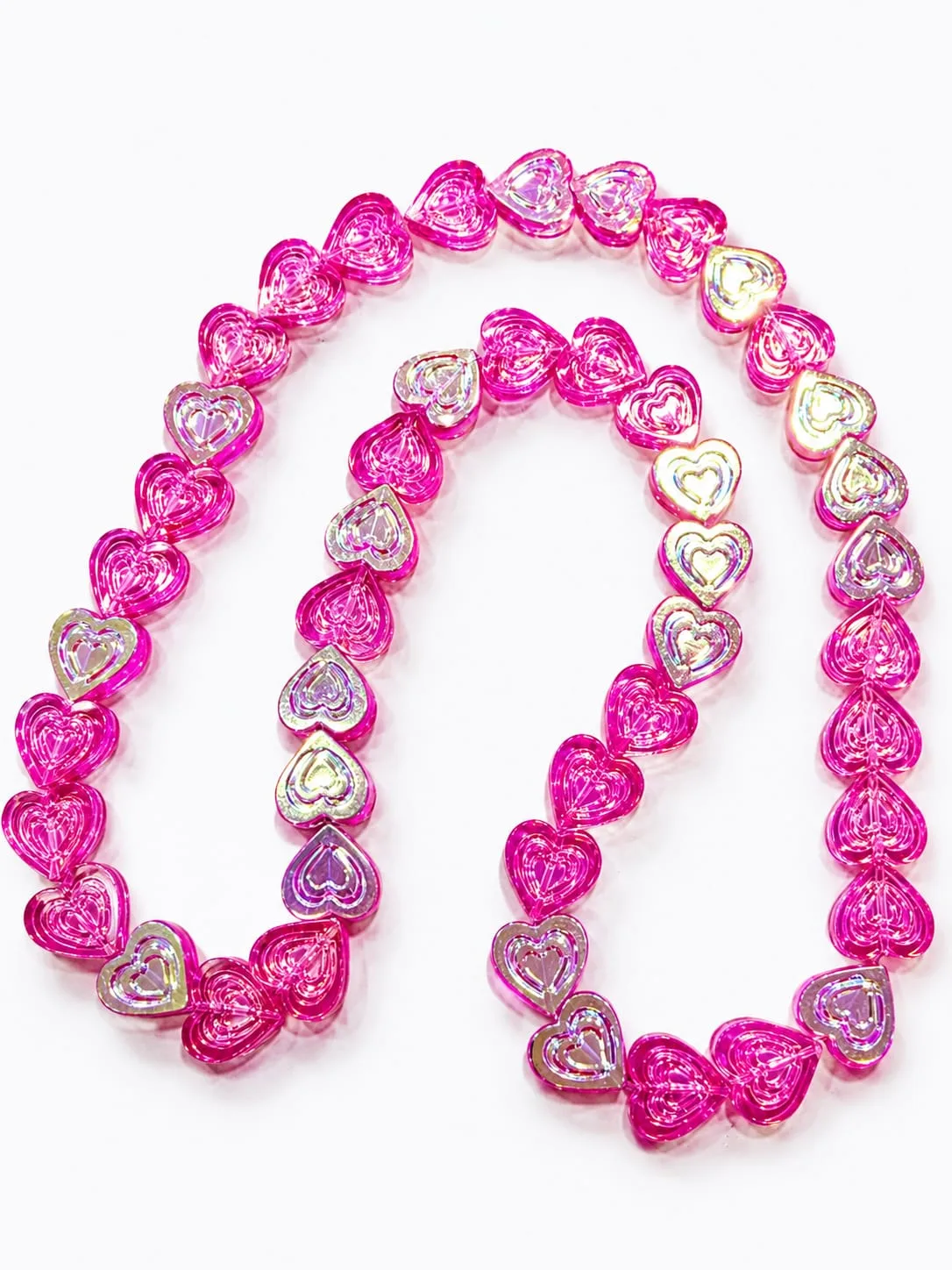 Cuenta de Vidrio Forma de Corazón Color Fucsia/Rosa Intenso