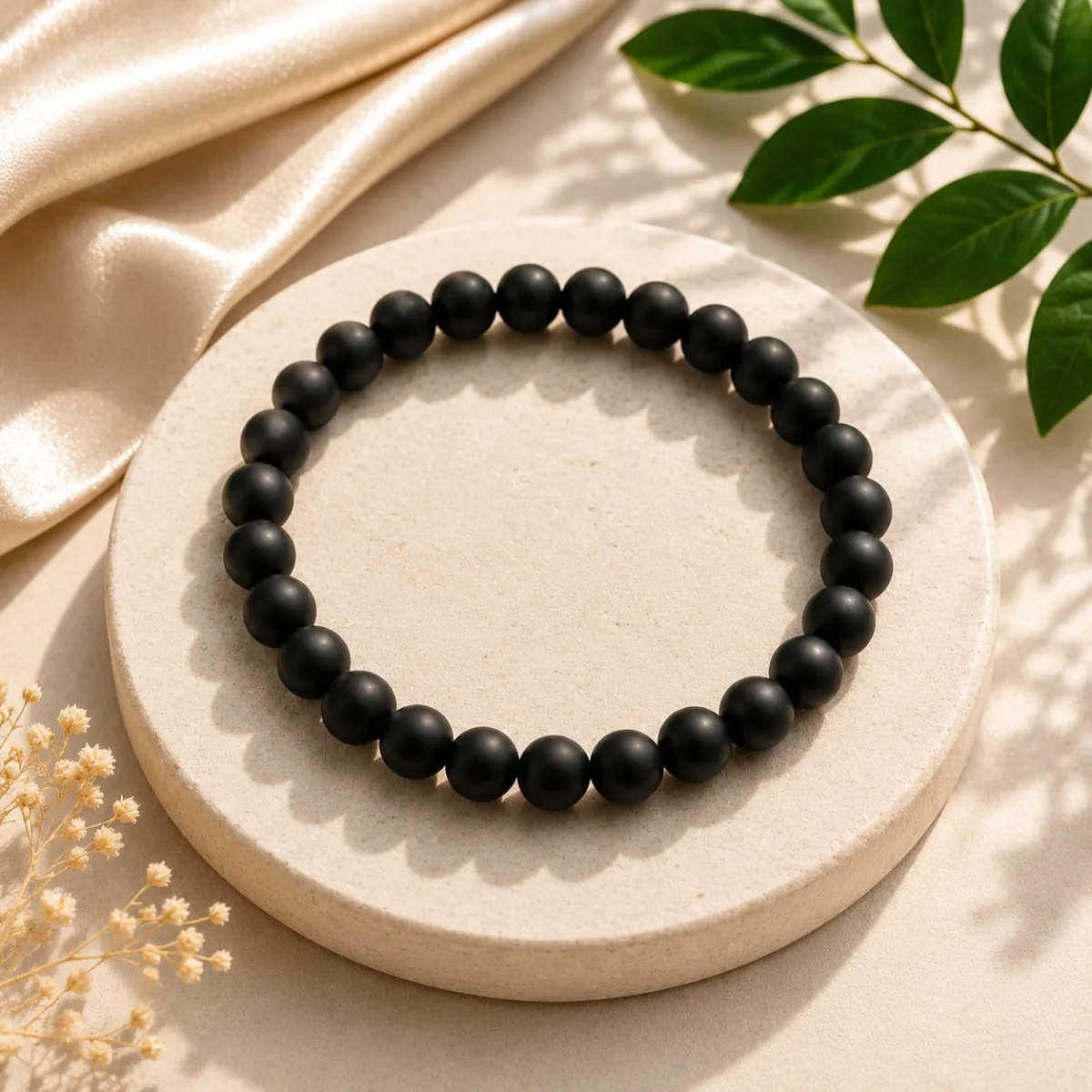 Pulsera de Ónix Negro Opaco
