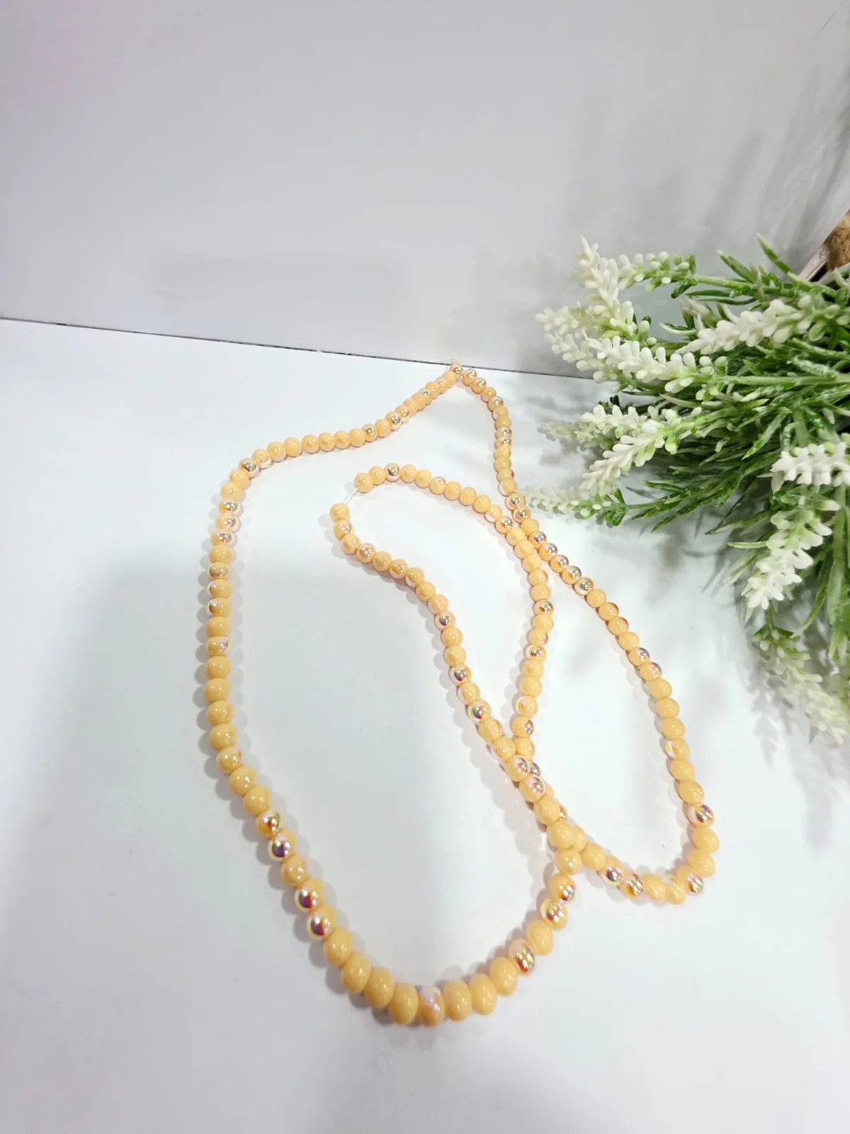Cuentas de Perlas de Vidrio Tornasol Dorado 6mm