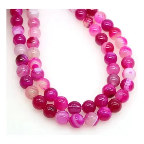 Tira de piedras de ágata fucsia N°6