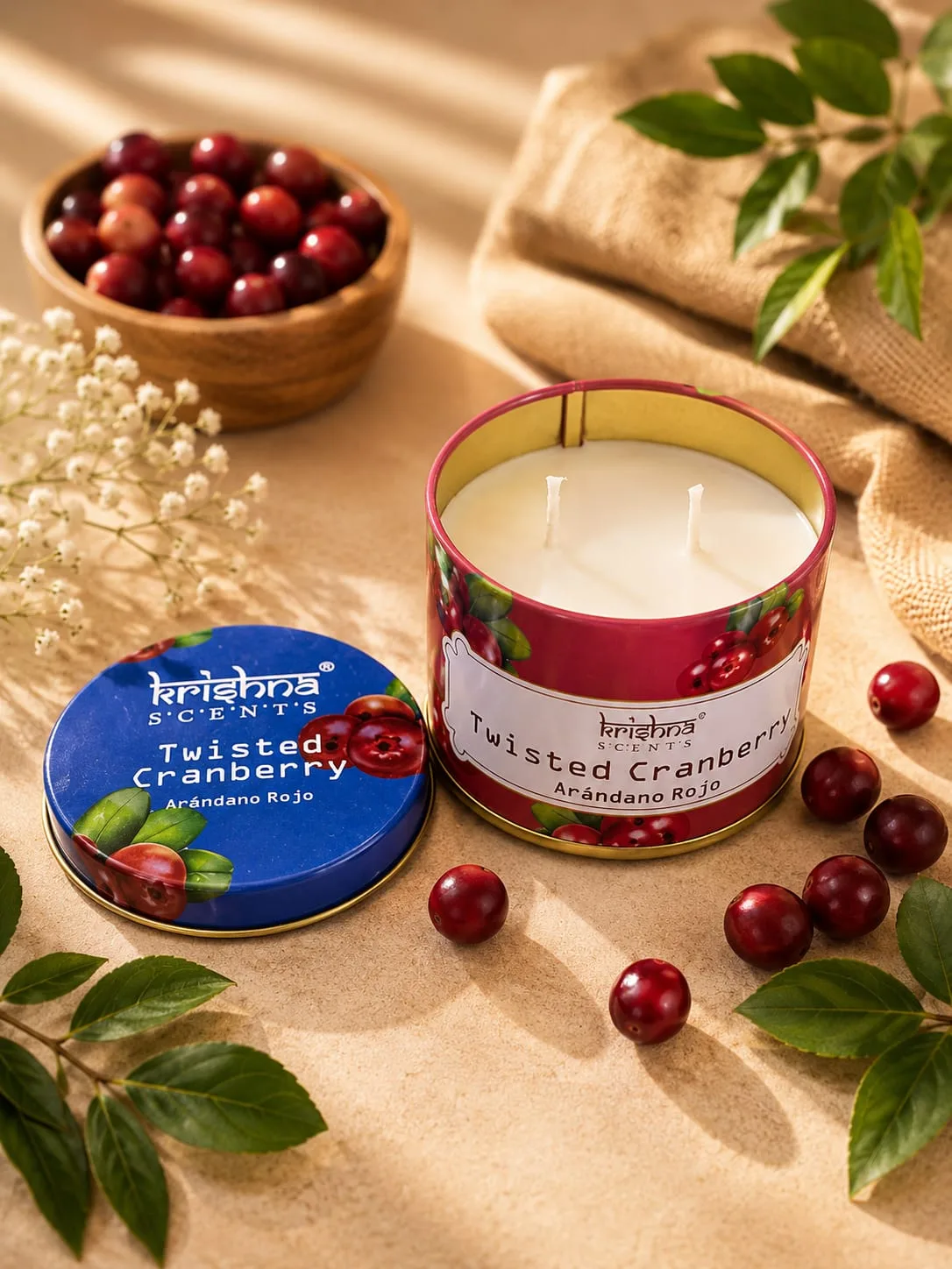 Vela Aromática Krishna Scents Arándano Rojo