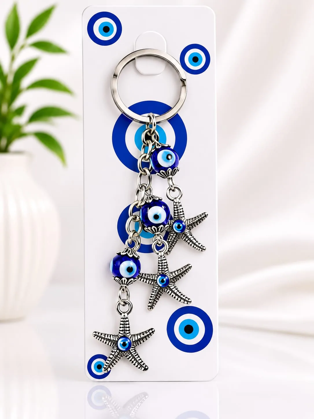 Llavero de Estrellas de Mar con Ojos Turcos