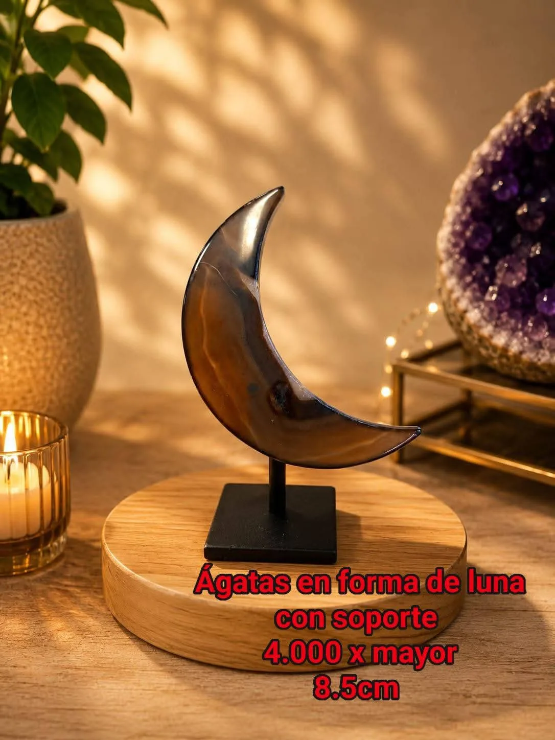 Ágatas en forma de luna con soporte