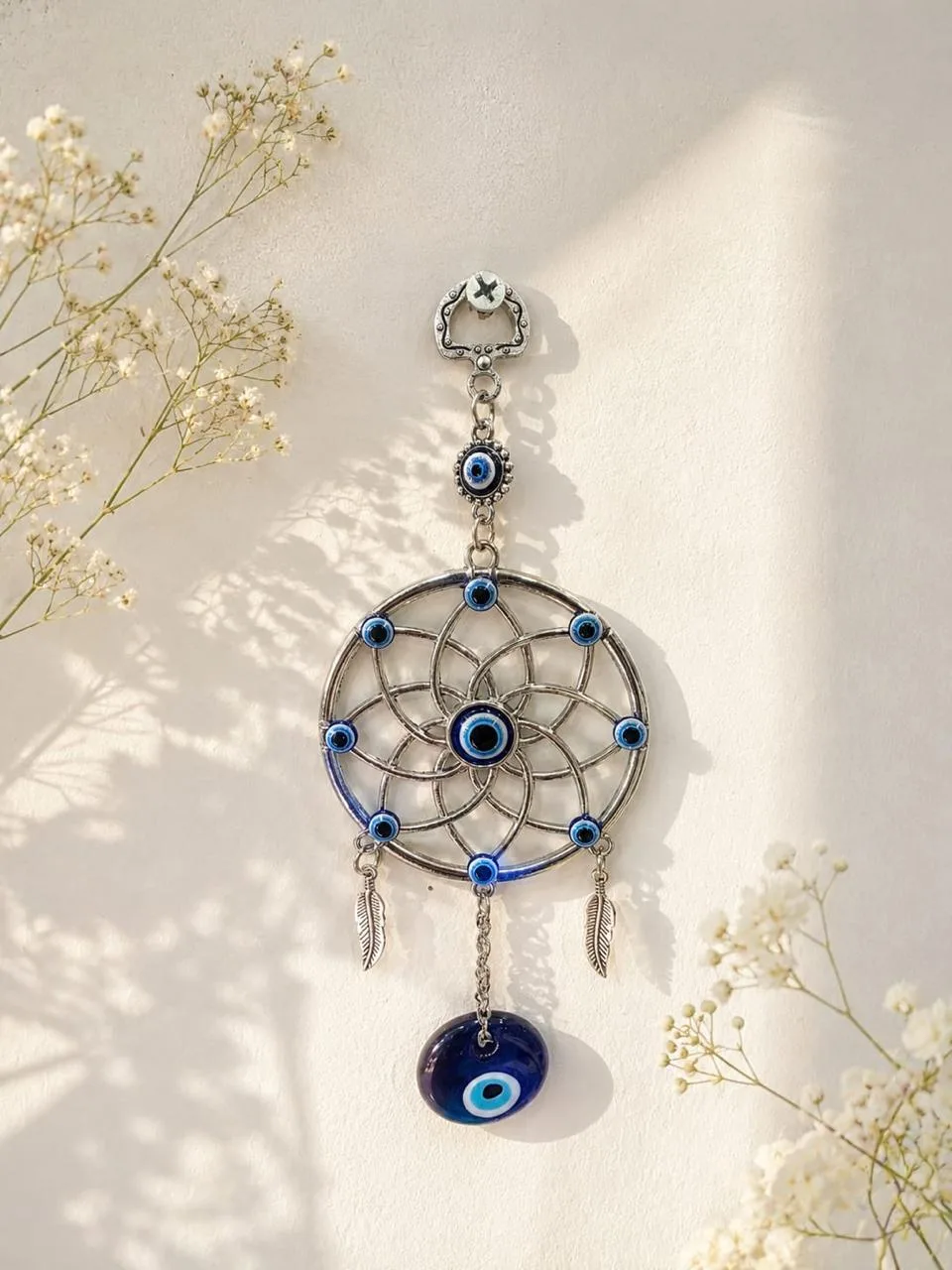 Colgante Atrapasueños Mandala con Ojo Turco de Vidrio