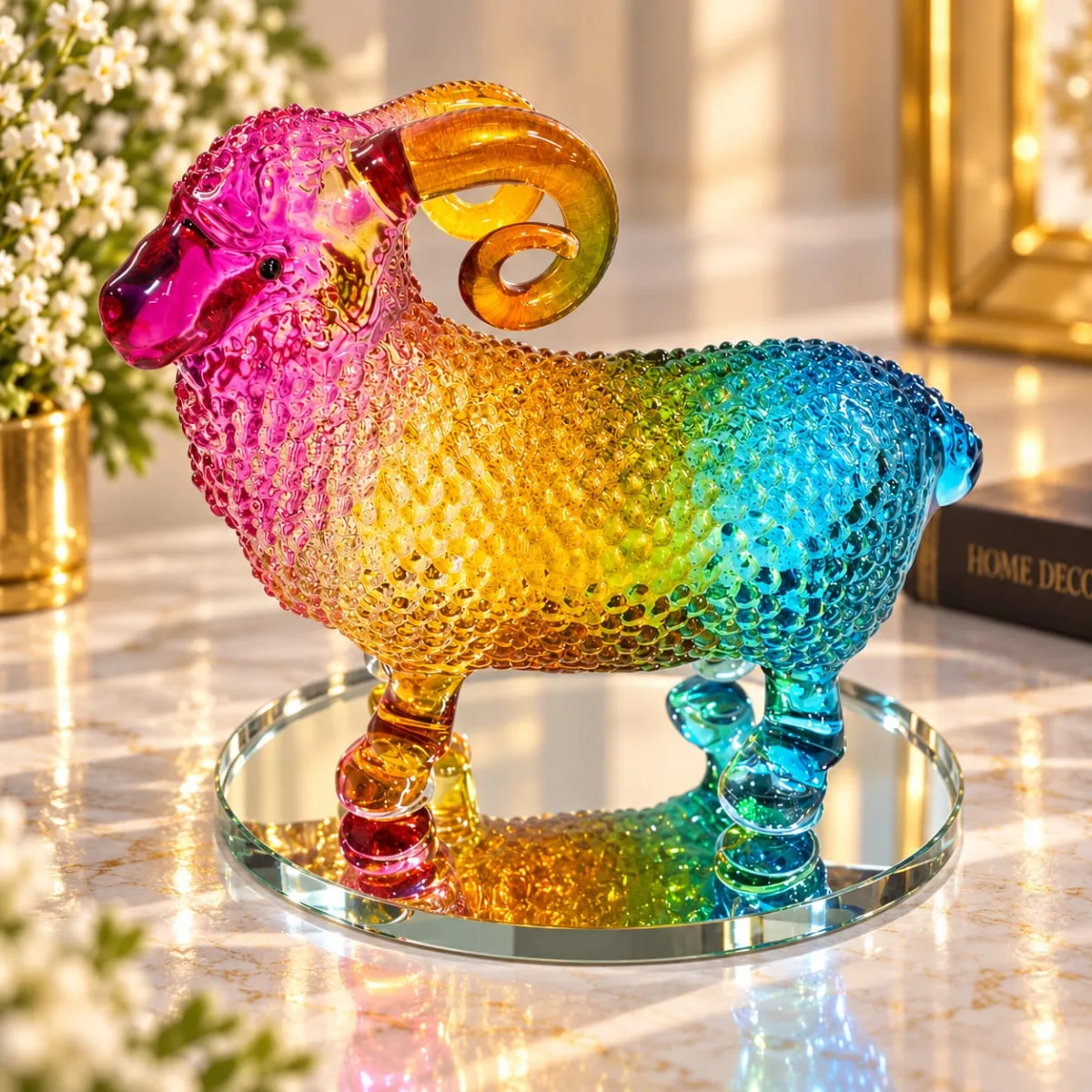 Figura de Cristal de Cordero (Multicolor)