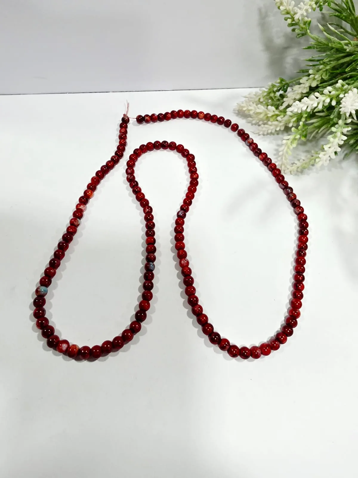 Cuentas de Vidrio Jaspeado Vino con Vetas Ágata 6mm