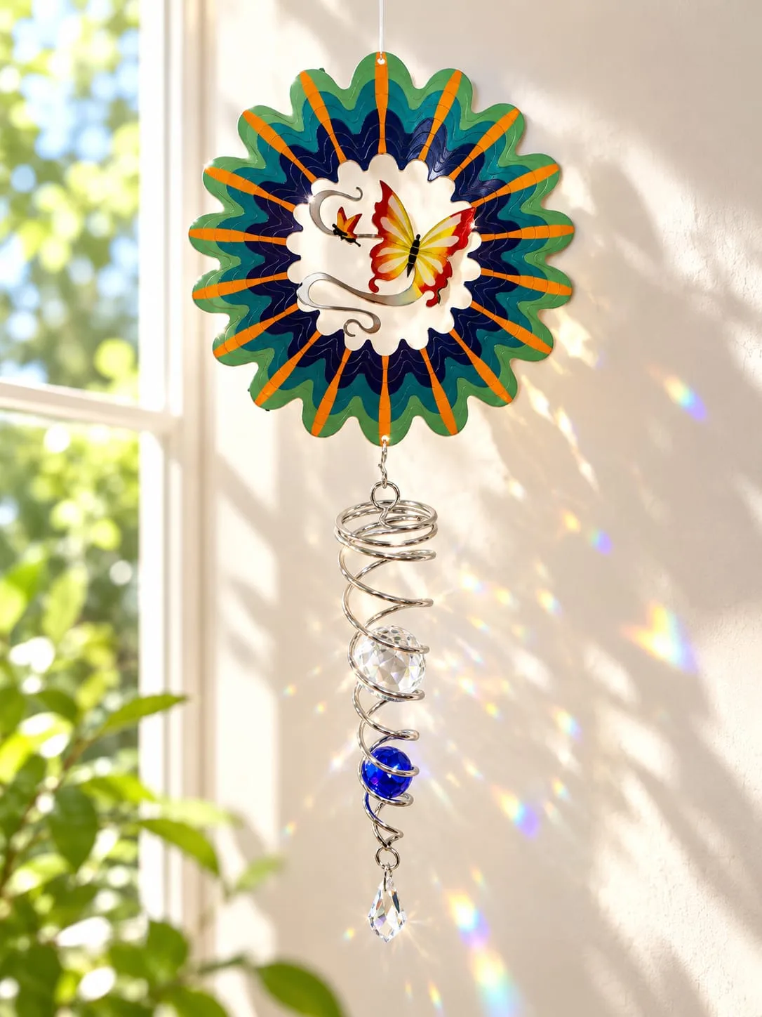 Spinner con Cristal Mariposa Azul y Verde