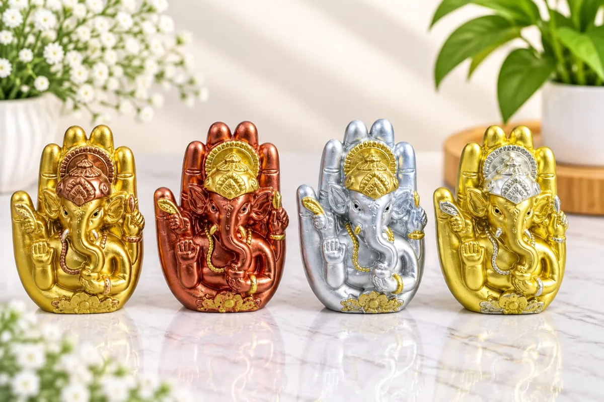 Figura de Ganesh en Mano Dorada Envejecida