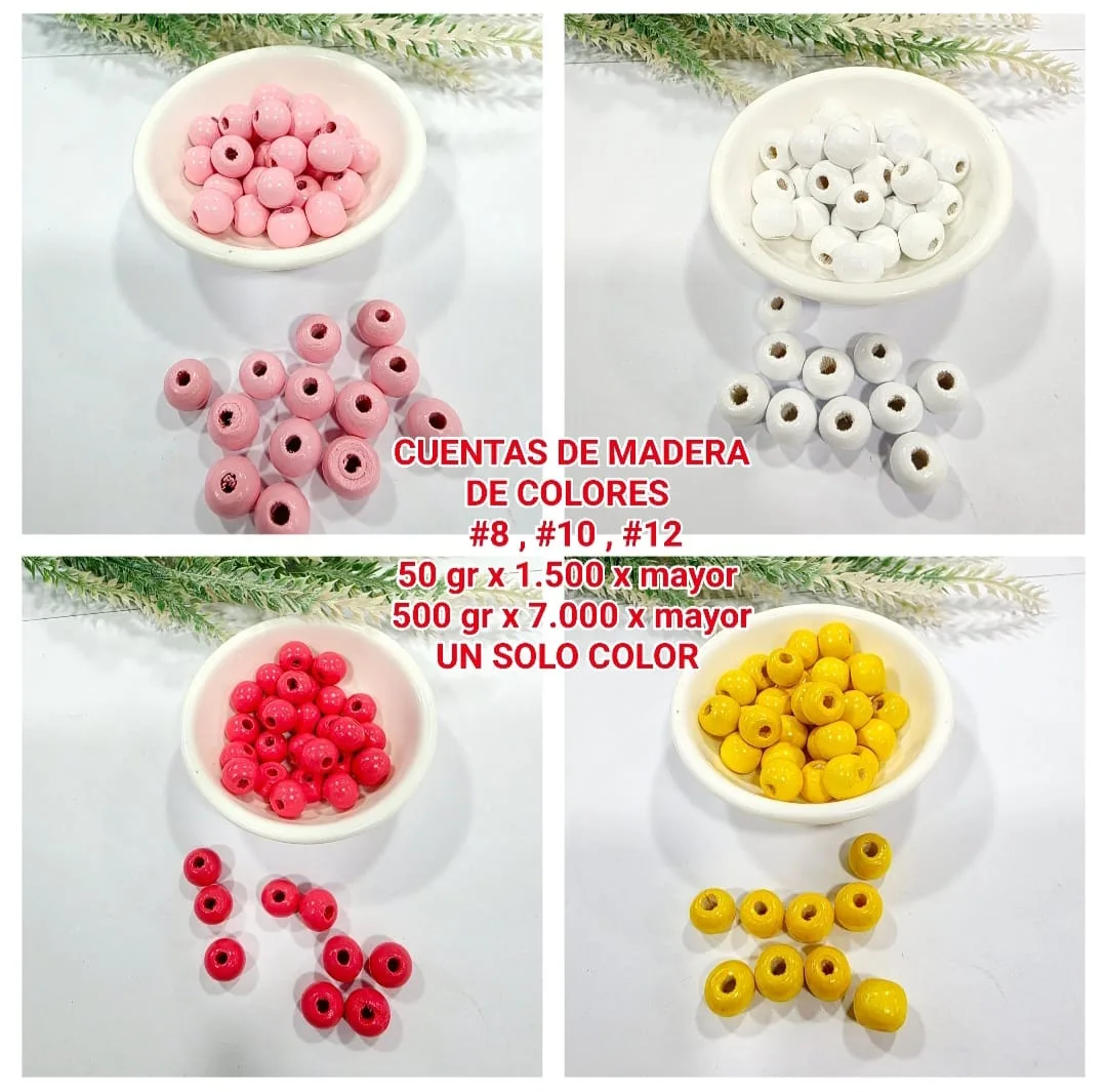Cuentas de Madera de Colores