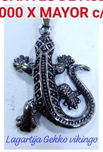 Colgante de Acero - Lagartija Gekko vikingo