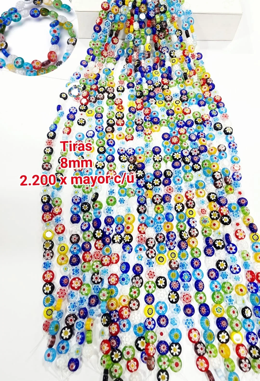 Tiras de Cuentas Millefiori Multicolor
