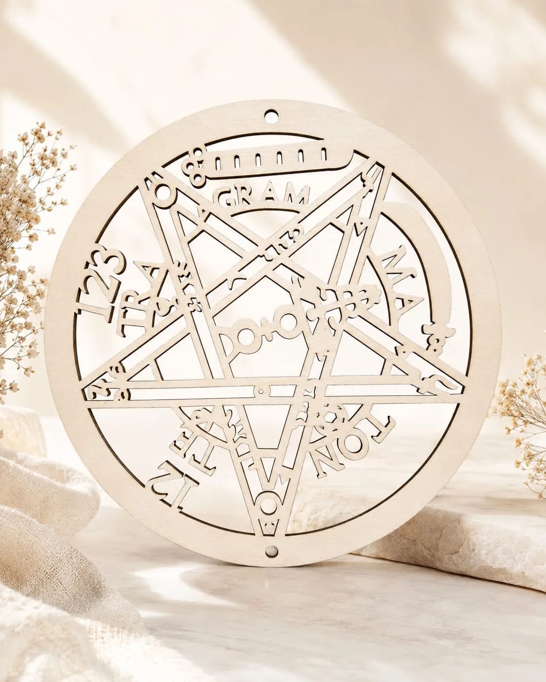 Panel de Madera Pentagrama Sello de Baphomet
