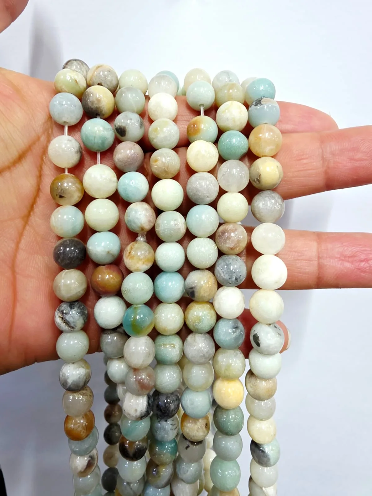 Tira de piedras de Amazonita Brillante N°4