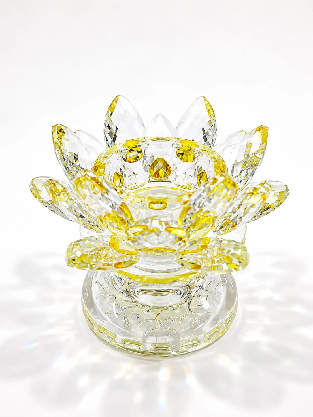 Portavelas Flor de Loto Amarillo con Base