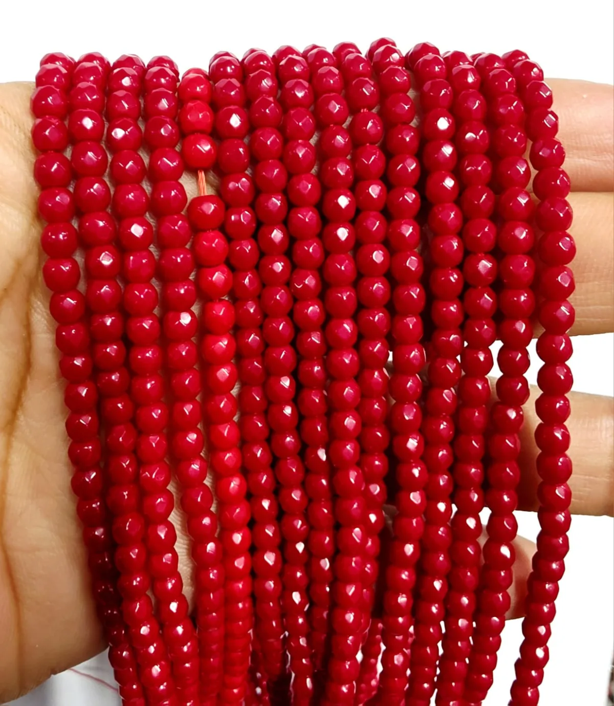 Tira de piedras de ágata roja facetada N°4