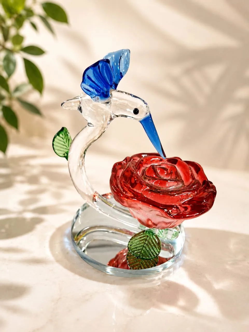 Colibrí con Flor de Cristal - Rojo
