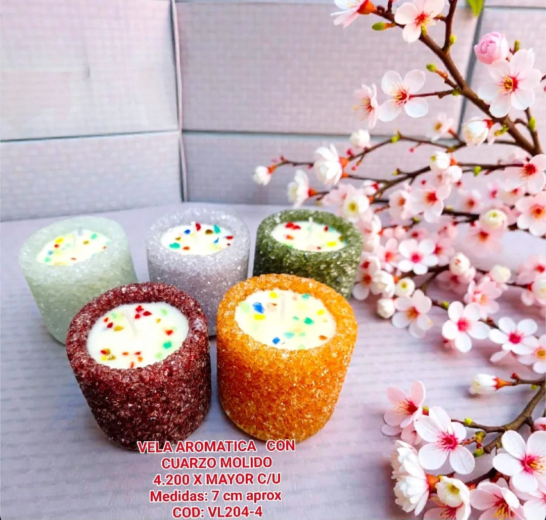 Velas Aromaticas con Molde de Cuarzo Molido