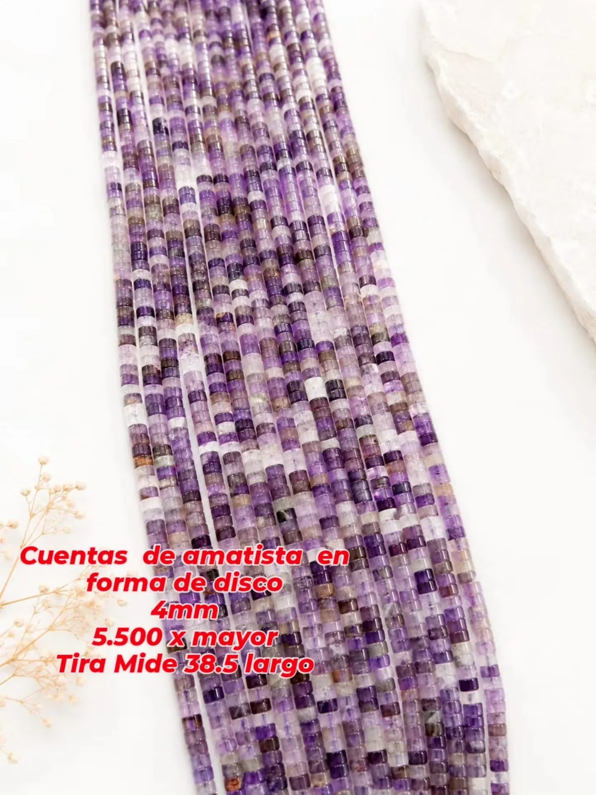 Cuentas de amatista en forma de disco
