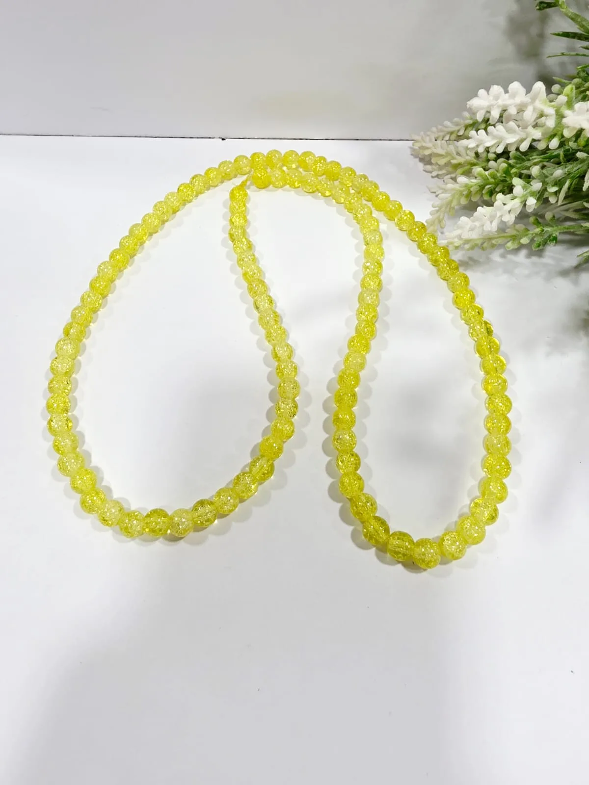 Cuentas de Vidrio Craquelado Amarillo 8mm
