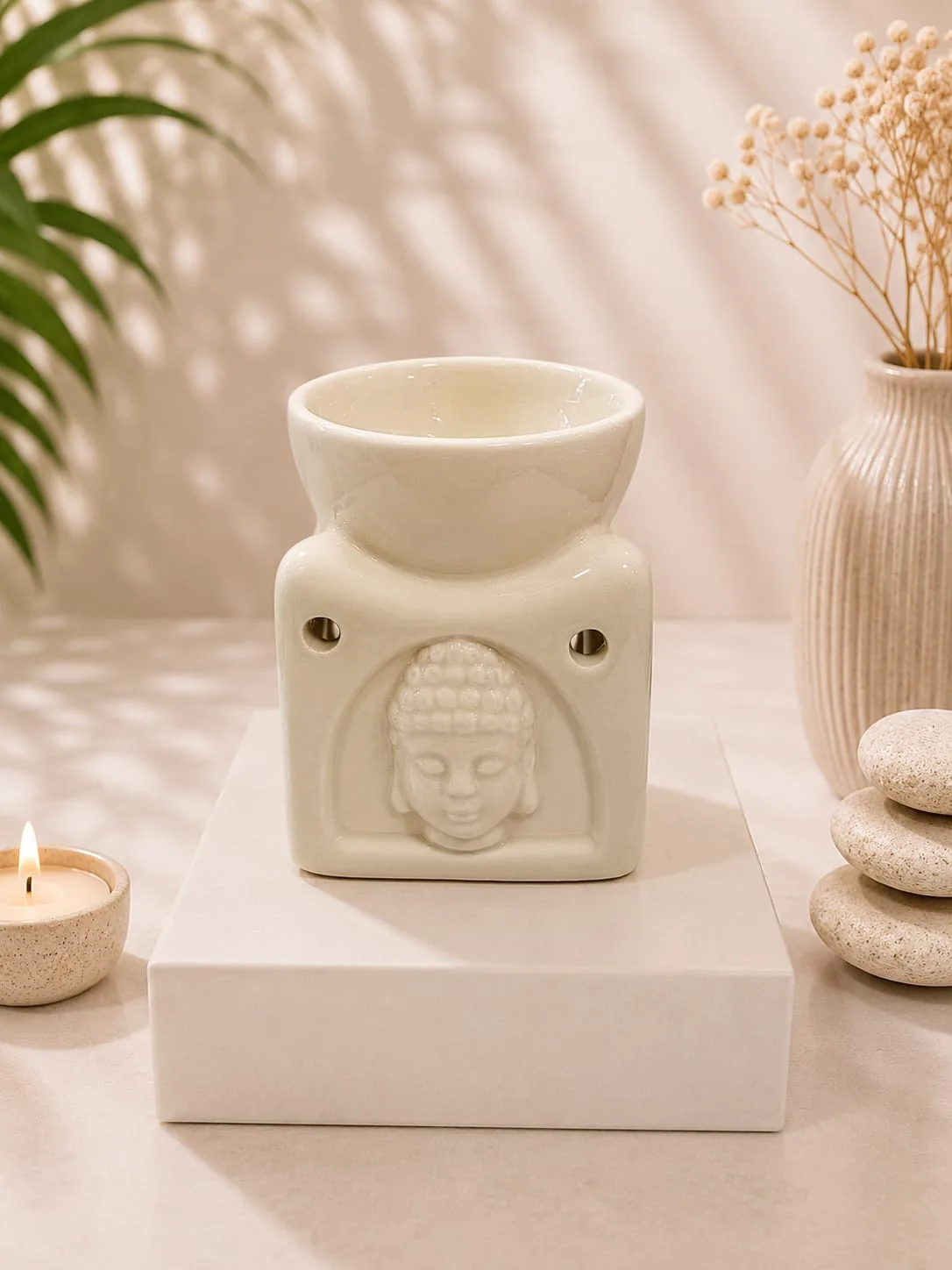 Difusor de Aroma Ceramico Buda – Blanco