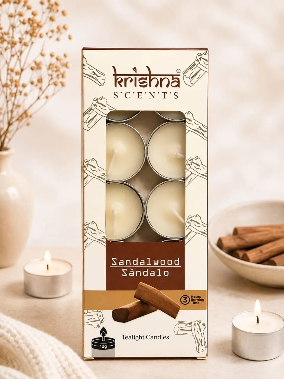 Velas Aromaticas Flotantes Krishna Sandalo