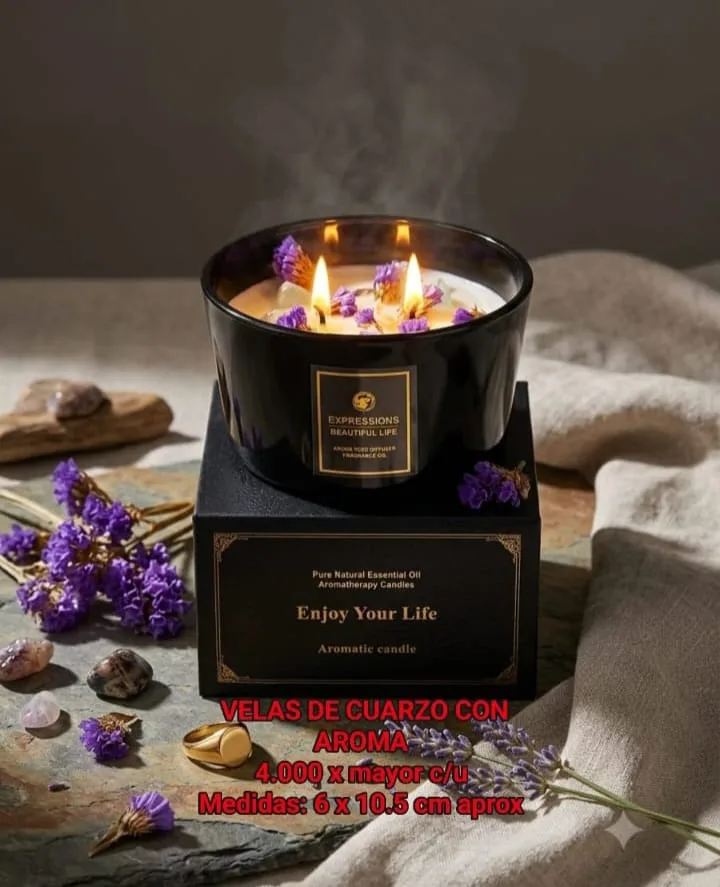 Velas de Cuarzo con Aroma Lavanda Siempreviva