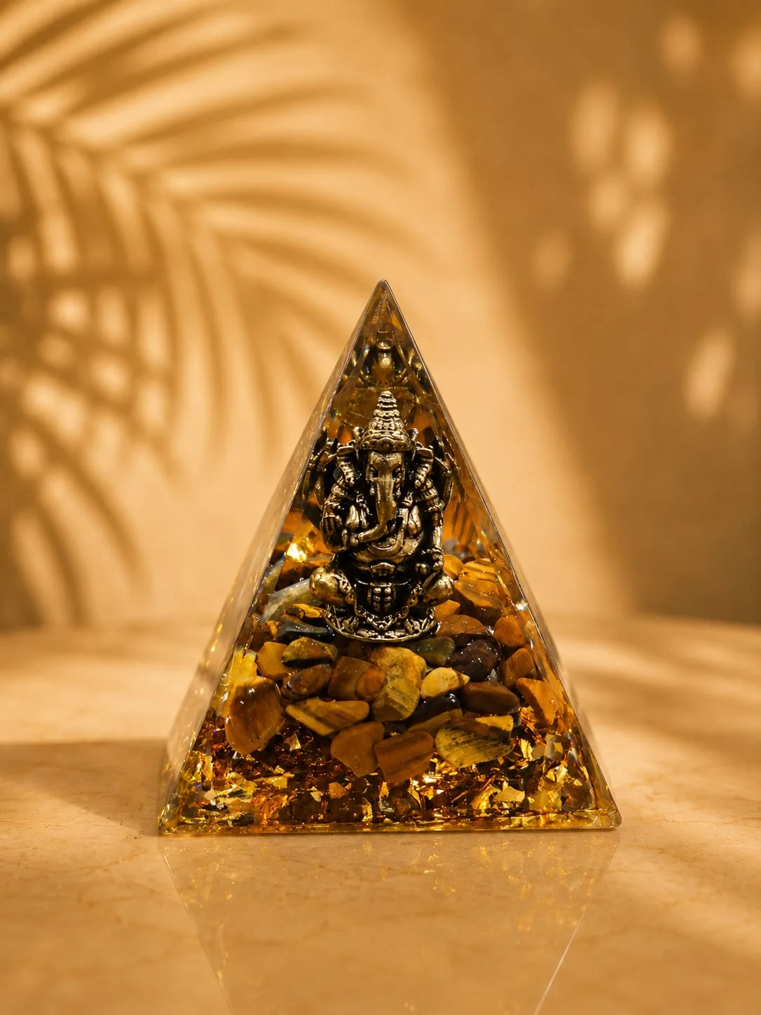 Pirámide de Orgonita o Orgón - Ganesha - ojo de tigre