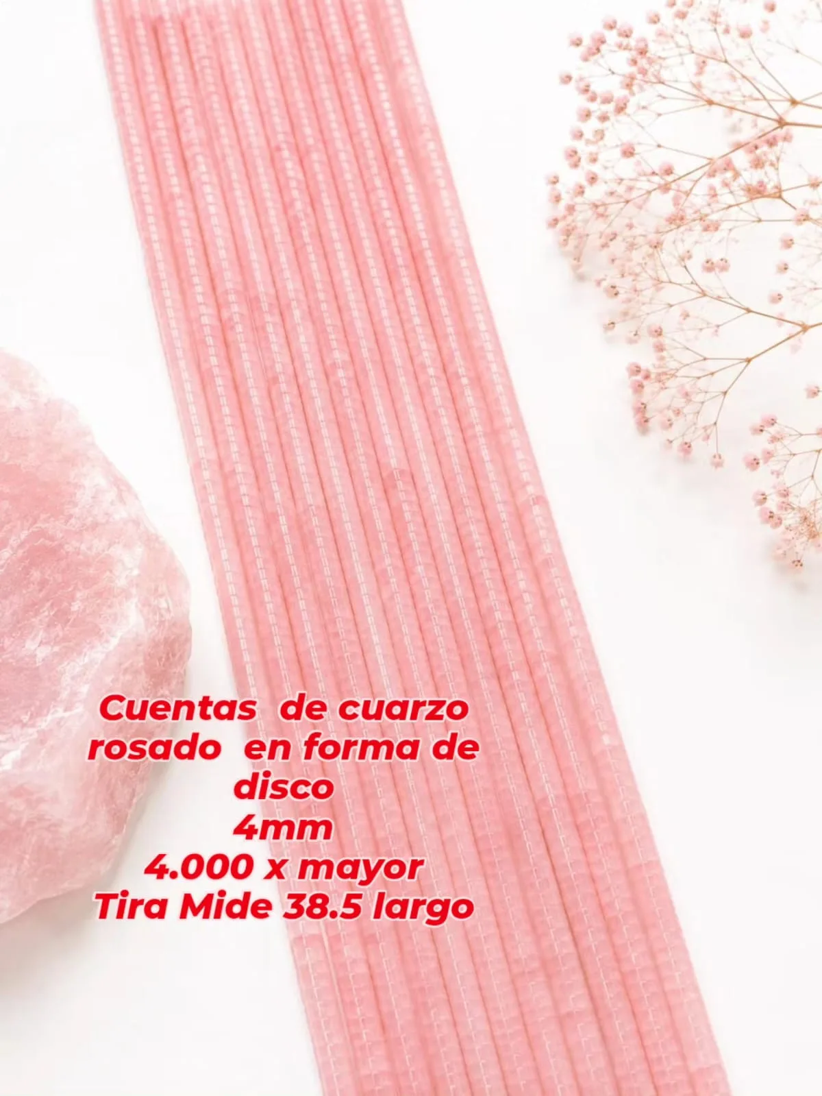 Cuentas de cuarzo rosado en forma de disco