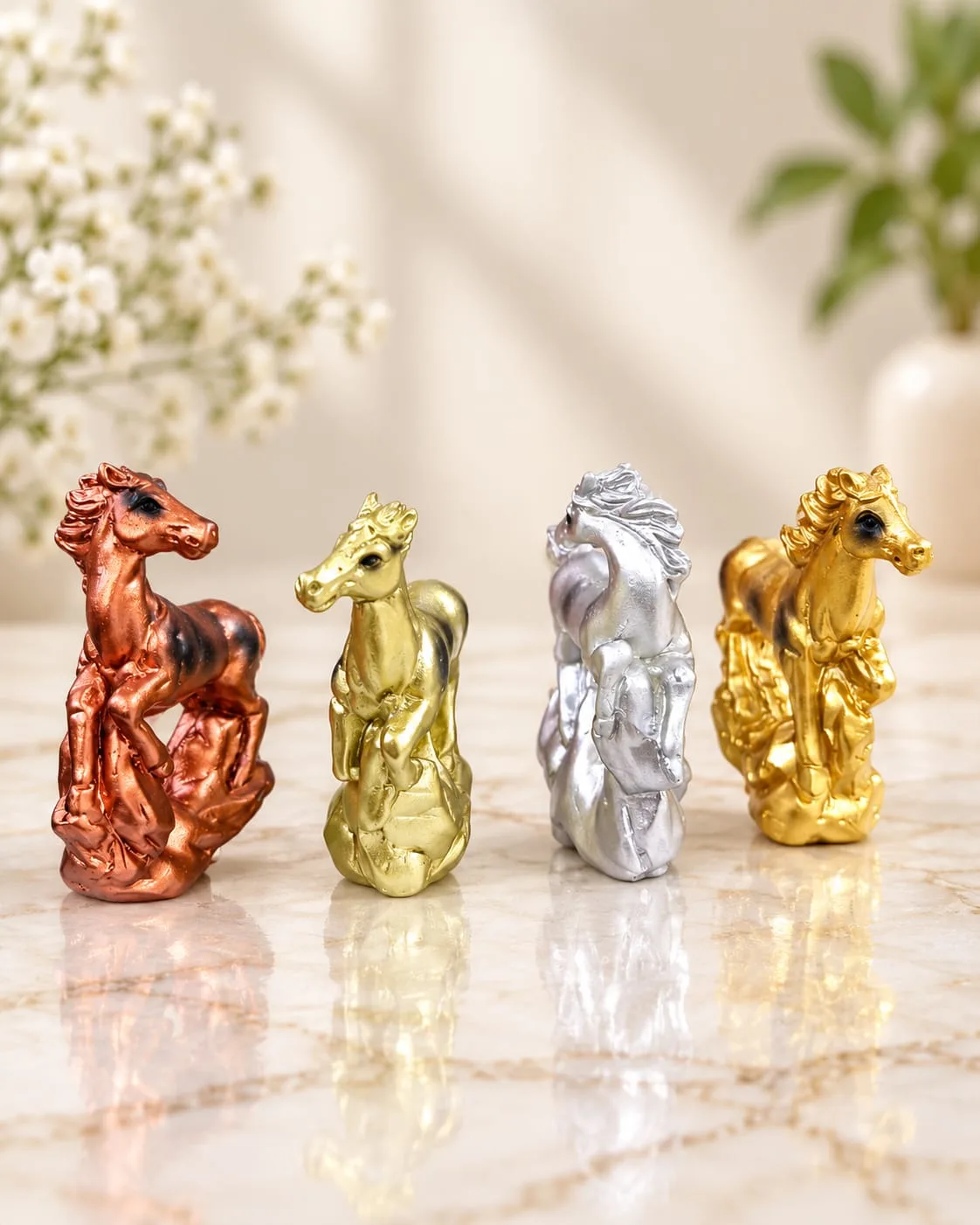 Set de Caballos Decorativos Metálicos