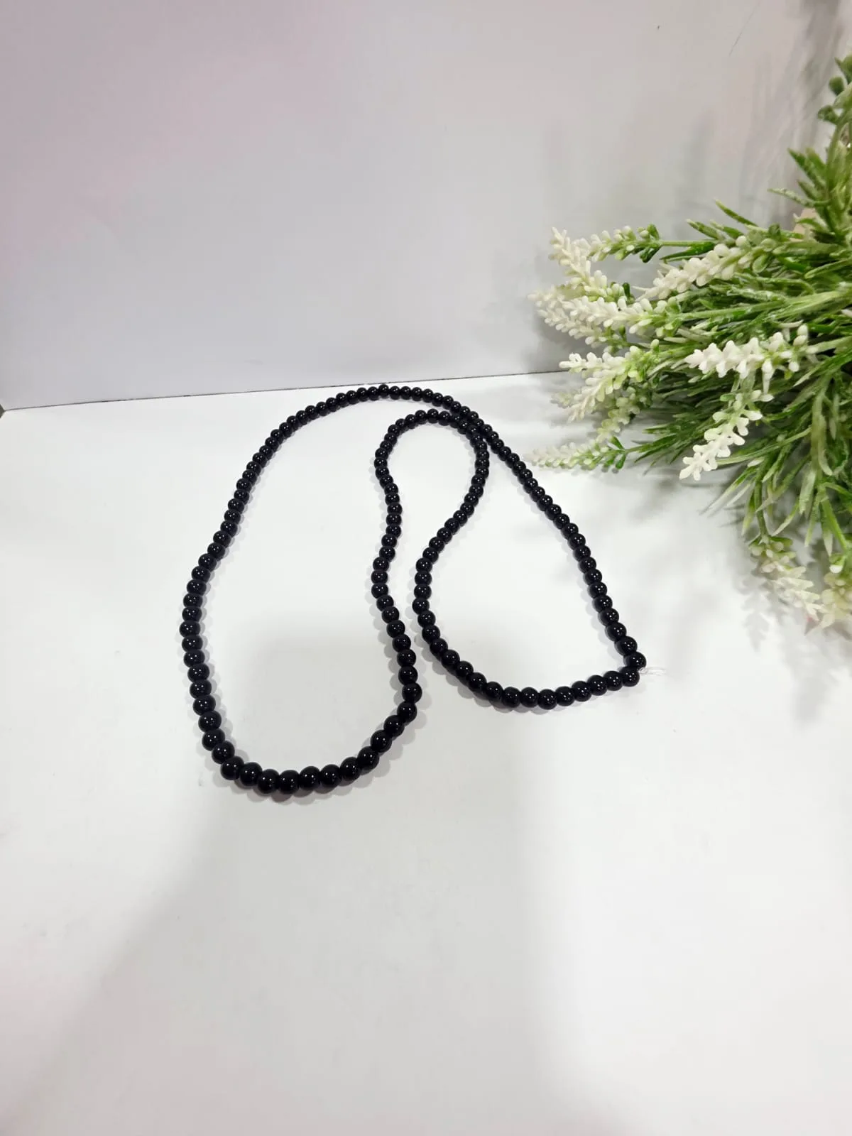 Cuentas de Perlas de Vidrio Negro 6mm