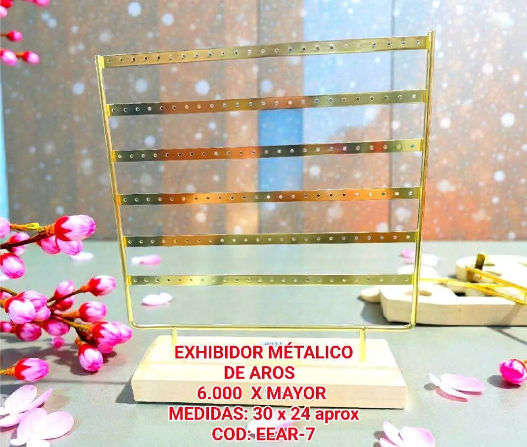 Exhibidor Metálico de Aros de 6 Niveles (Dorado)
