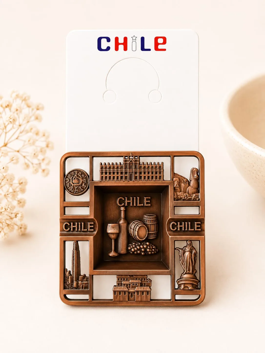 Souvenir Chile - Imán Collage Cuadrado Símbolos de Chile