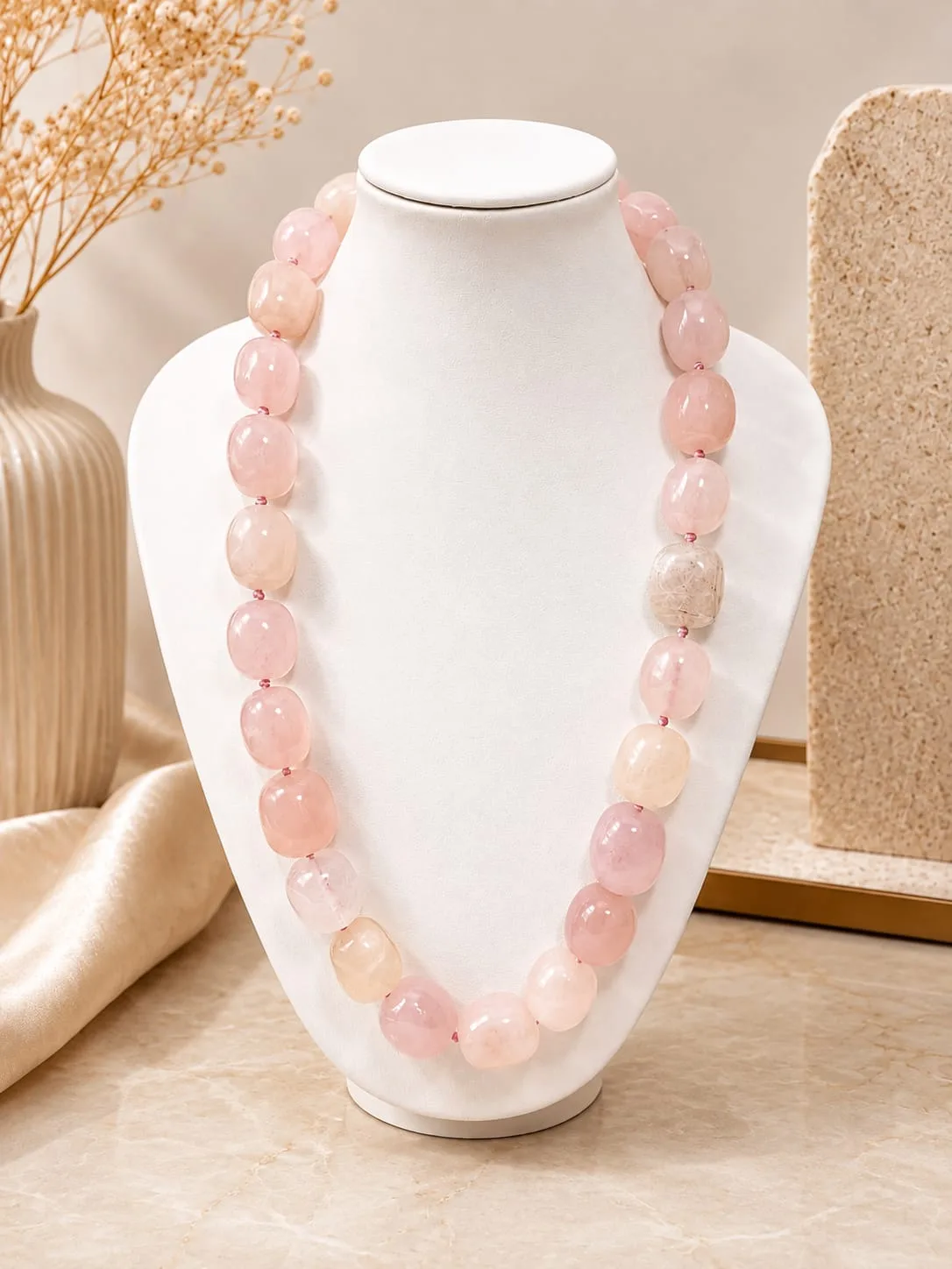 Collar de Cuarzo Natural – Rosa