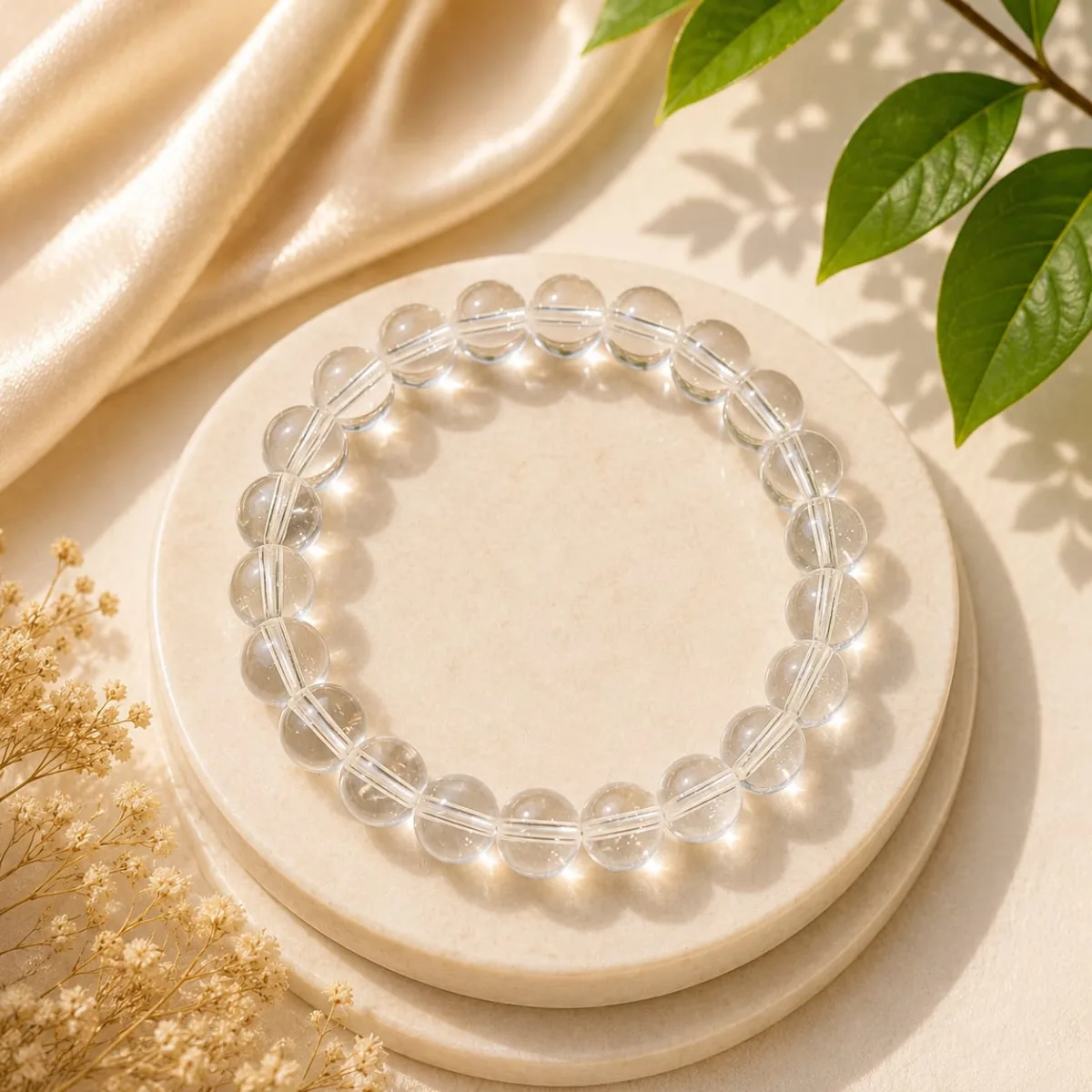 Pulsera de Cuarzo Cristal Transparente