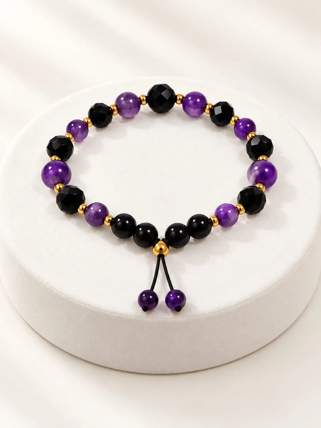 Pulsera de Amatista con Cristal y Acero 8 mm