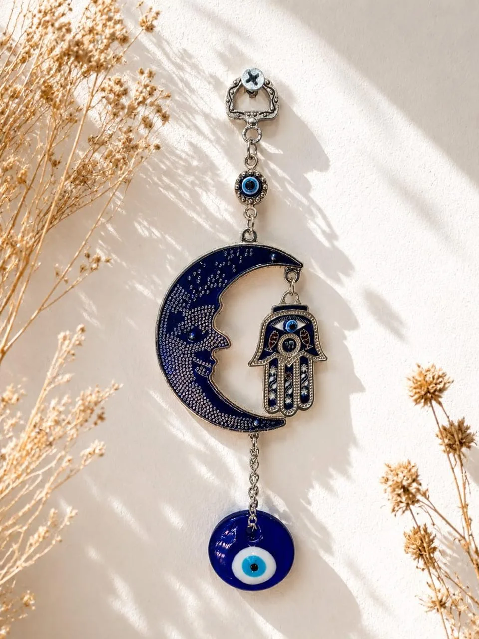 Colgante Luna con Mano de Fátima