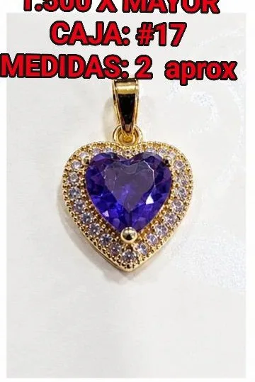 Colgante de Rodio - Corazón piedra morada