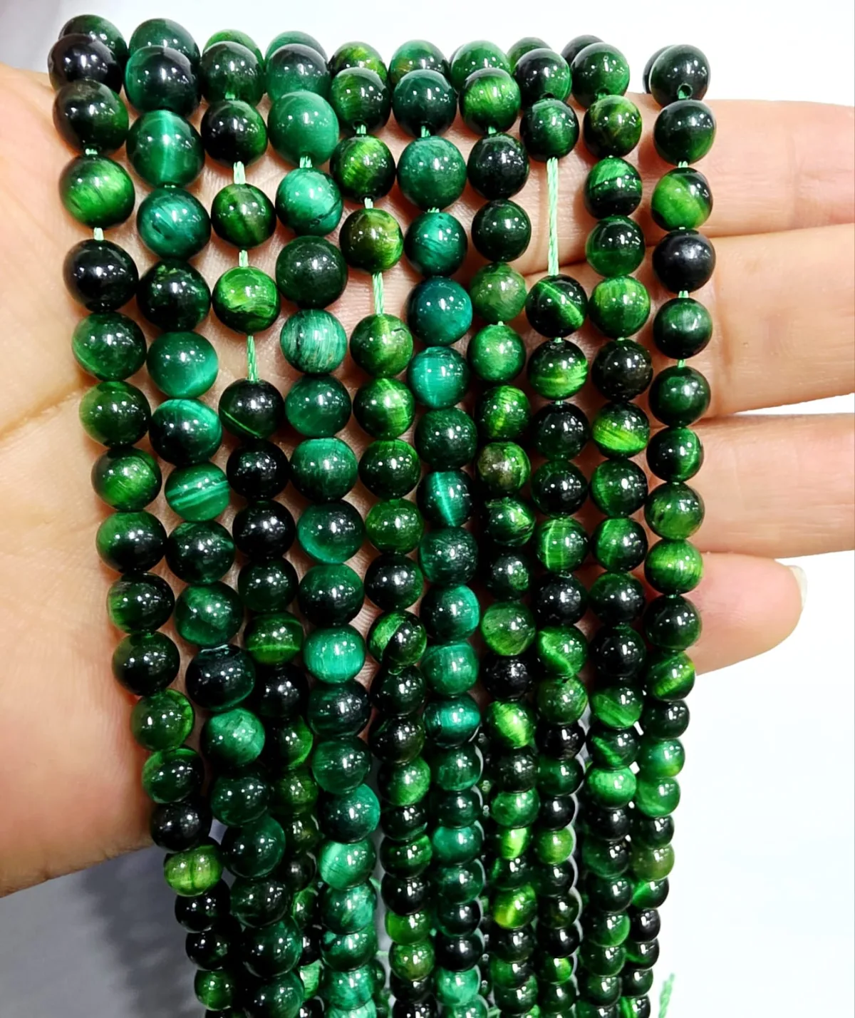 Tira de piedras de Ojo De Tigre Verde N°6