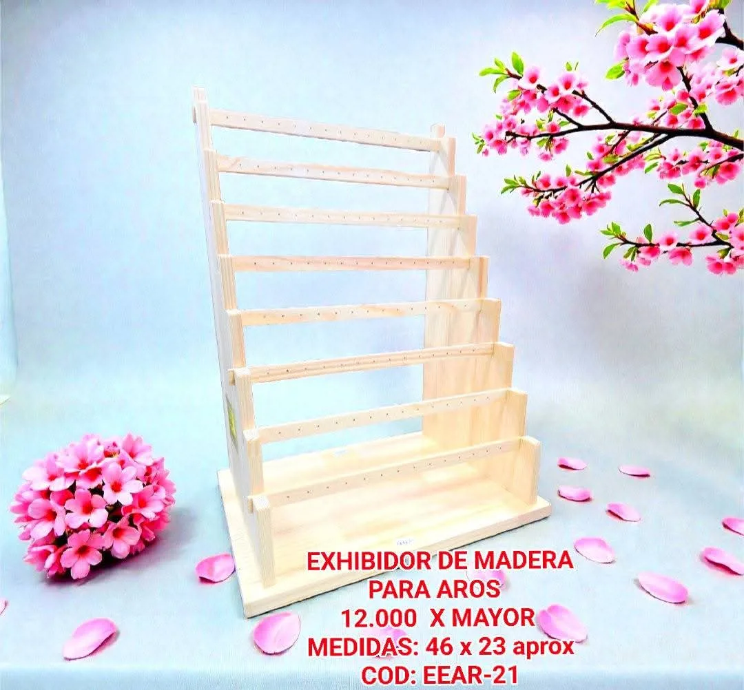 Exhibidor de Madera Escalonado de 8 Niveles para Aros