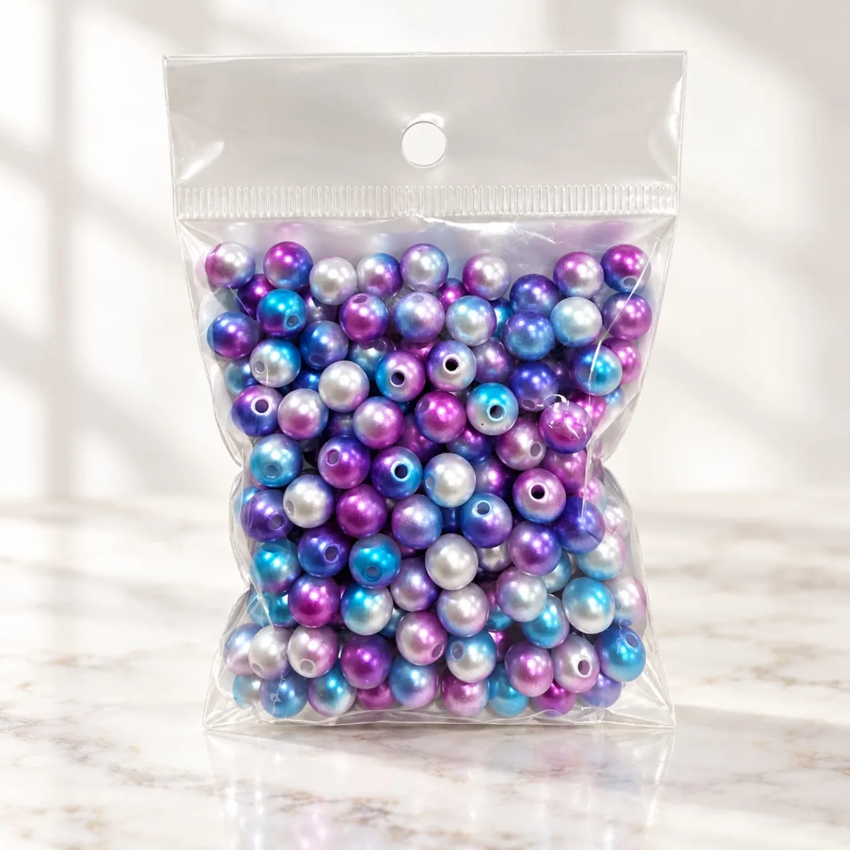 Cuentas Acrílicas Perlado Morado y Azul 8 mm