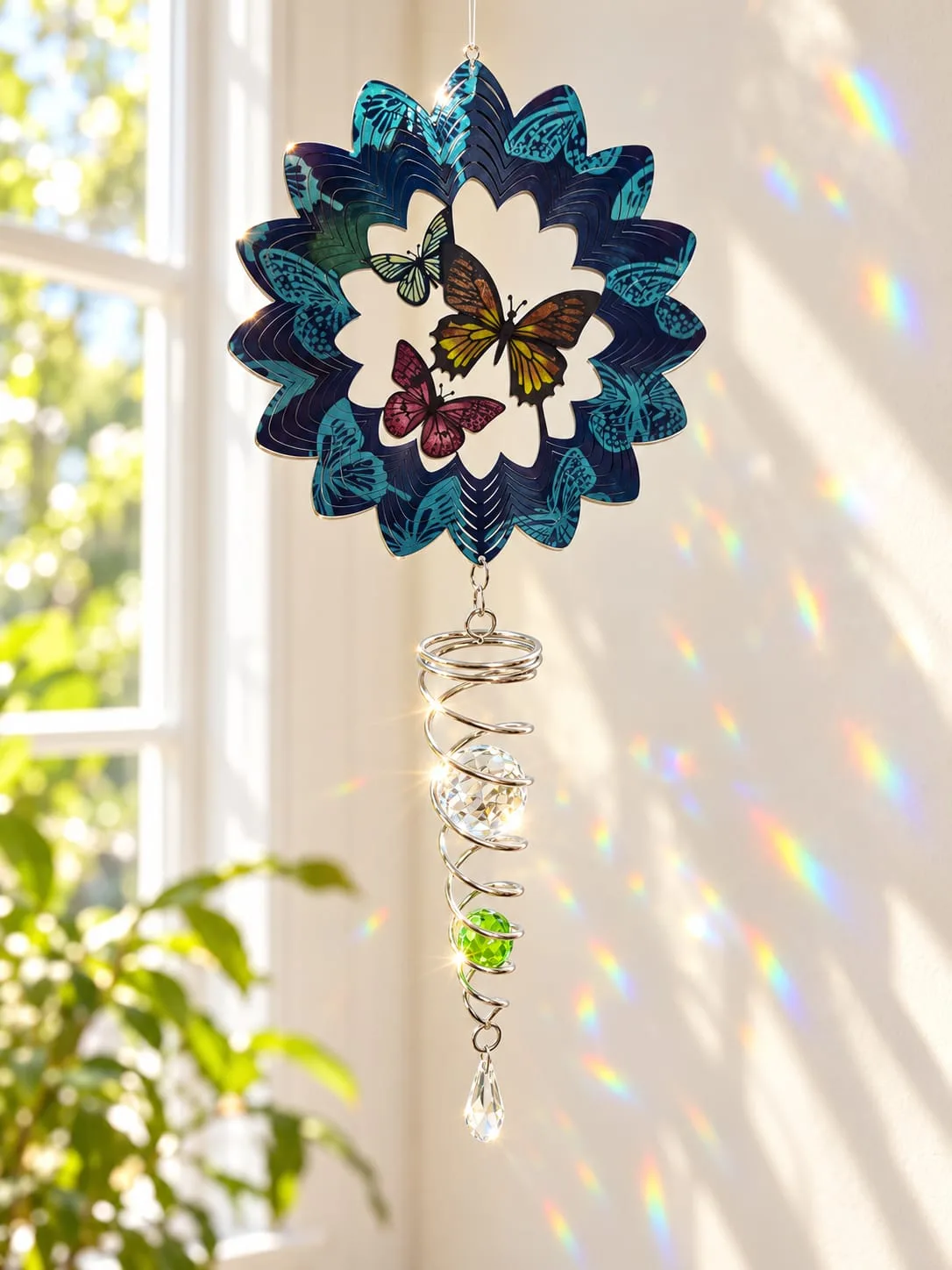 Spinner con Cristal Mariposas Azules