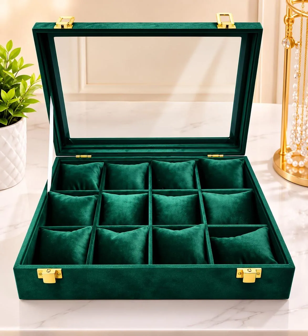 Caja Organizadora de Joyas (Verde Esmeralda)