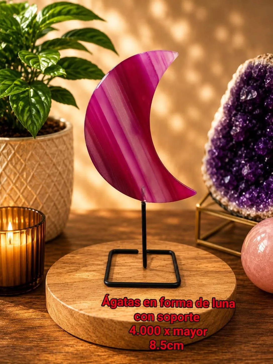 Ágatas en forma de luna con soporte