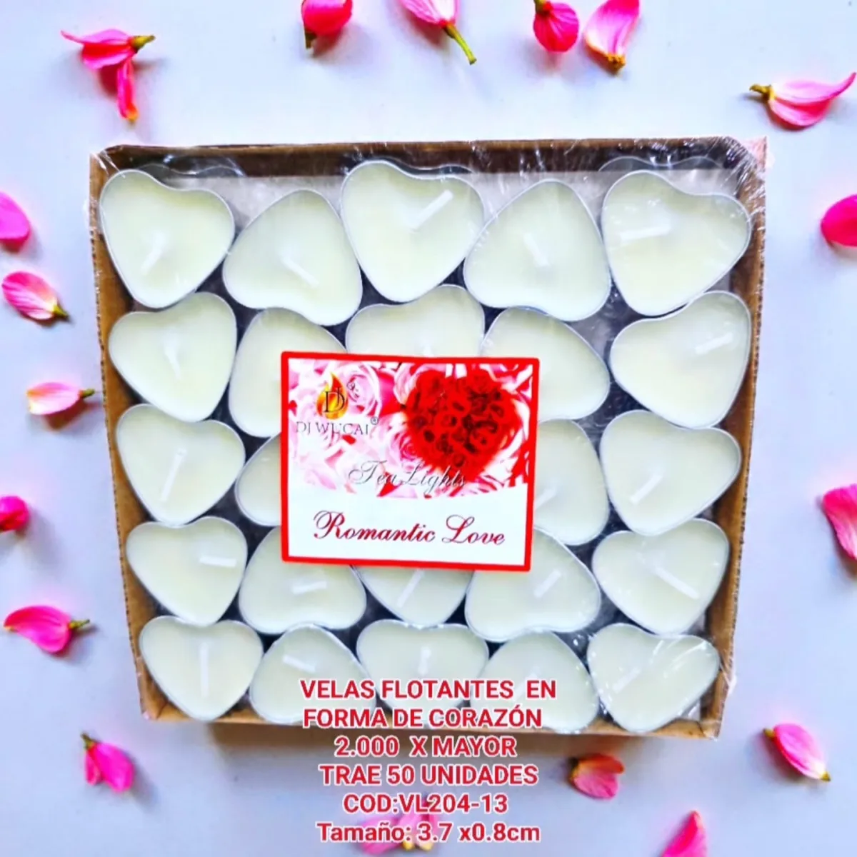 Set Velas Flotantes en Forma Corazon Blancas