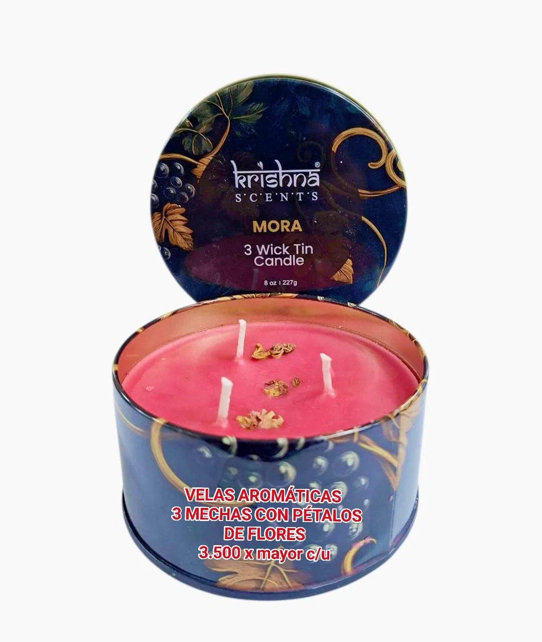 Velas Aromaticas Krishna 3 Mechas Mora
