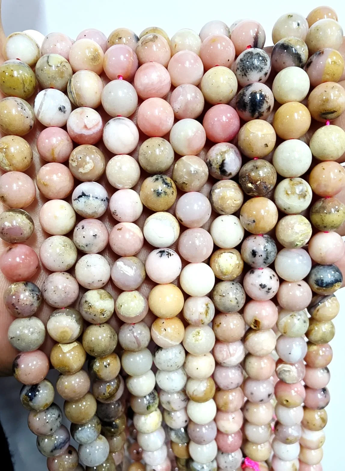 Tira de piedras de Ópalo rosado Clase A N°6