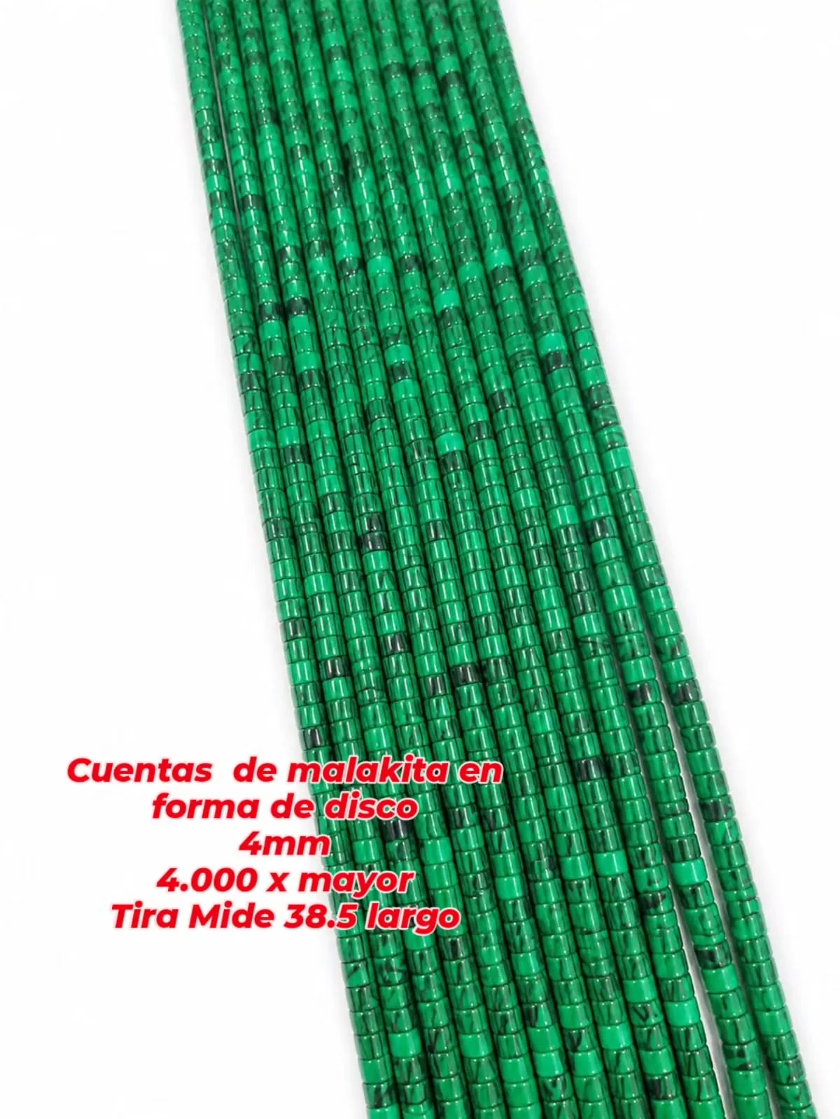 Cuentas de malakita en forma de disco